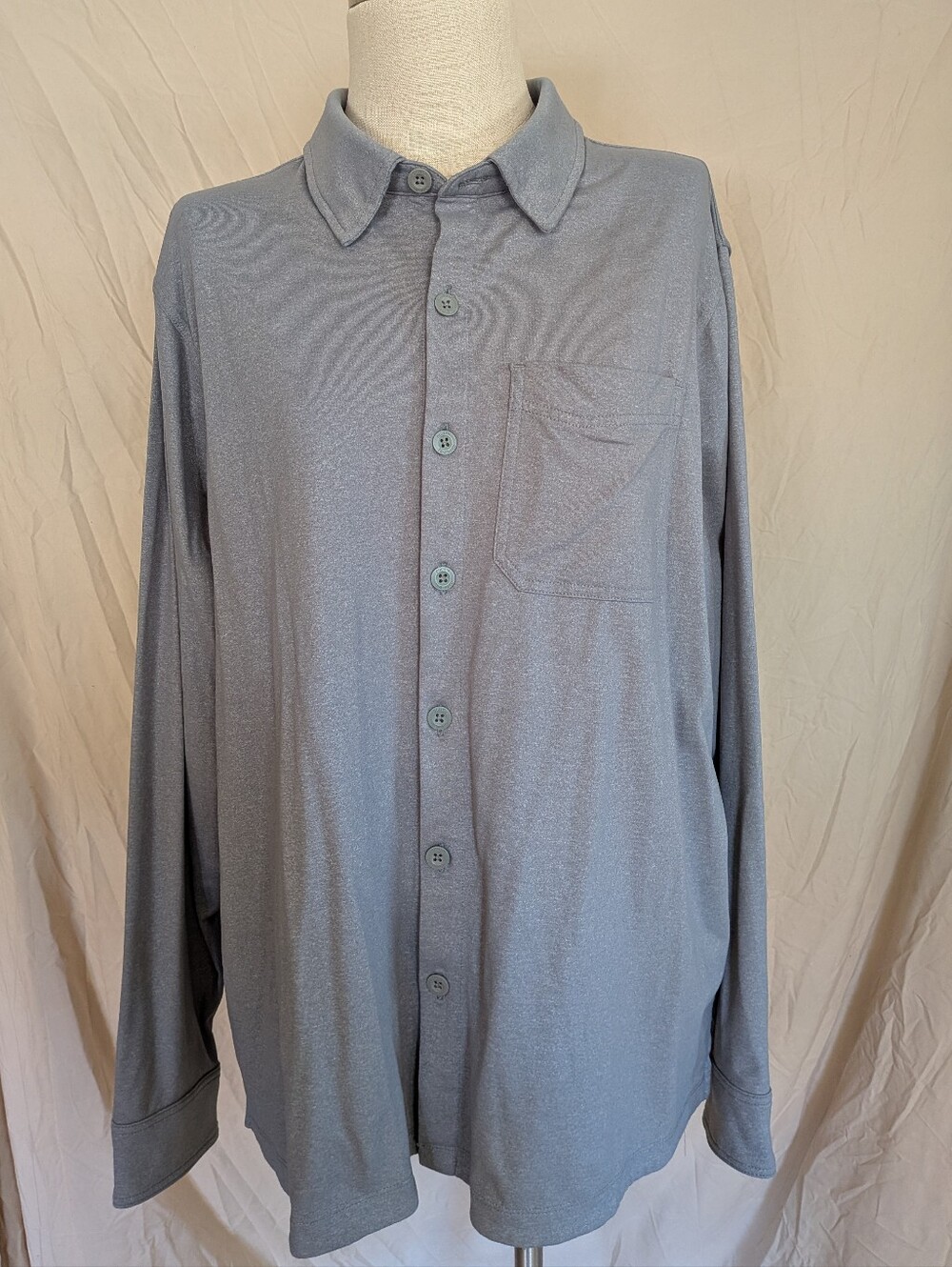 Duluth Trading Co Light Gray Button-Up Shirt - Lightweight Long Sleeve